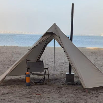tente camping avec chaise sur plage